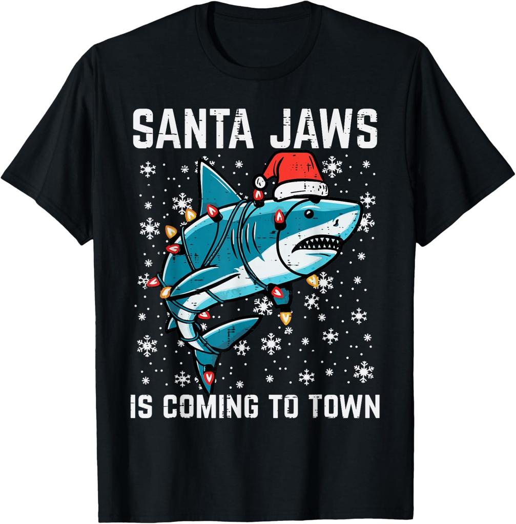 Christmas Shark Santa Jaws Xmas is Coming To Town Unisex T-Shirt