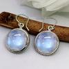 Rainbow Moonstone Round Gemstone Solid 925 Sterling Silver Handmade Women Dangle Drop Earring