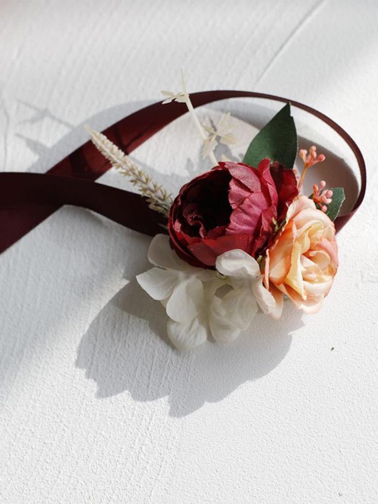 4 шт. искусственные цветы на запястье подружки невесты пионы бутоньерка корсаж на запястье искусственные пионы цветы на запястье для невесты выпускной свадьба