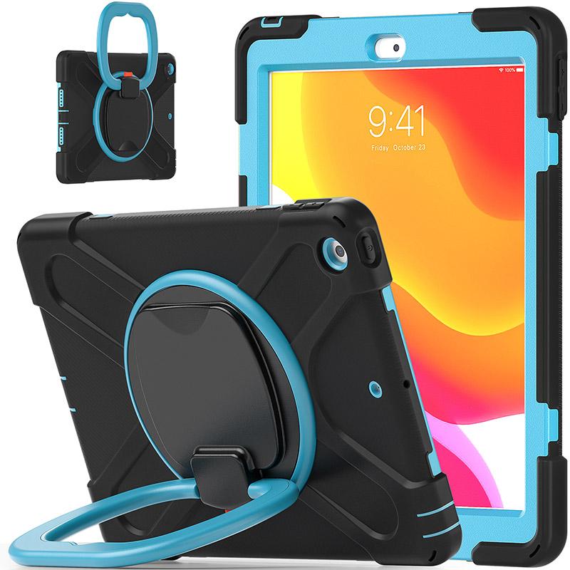 Heavy Duty Shockproof with Built-in Kickstand and Strap for iPad 10.2 8th/7th Generation Case with Pencil Holder