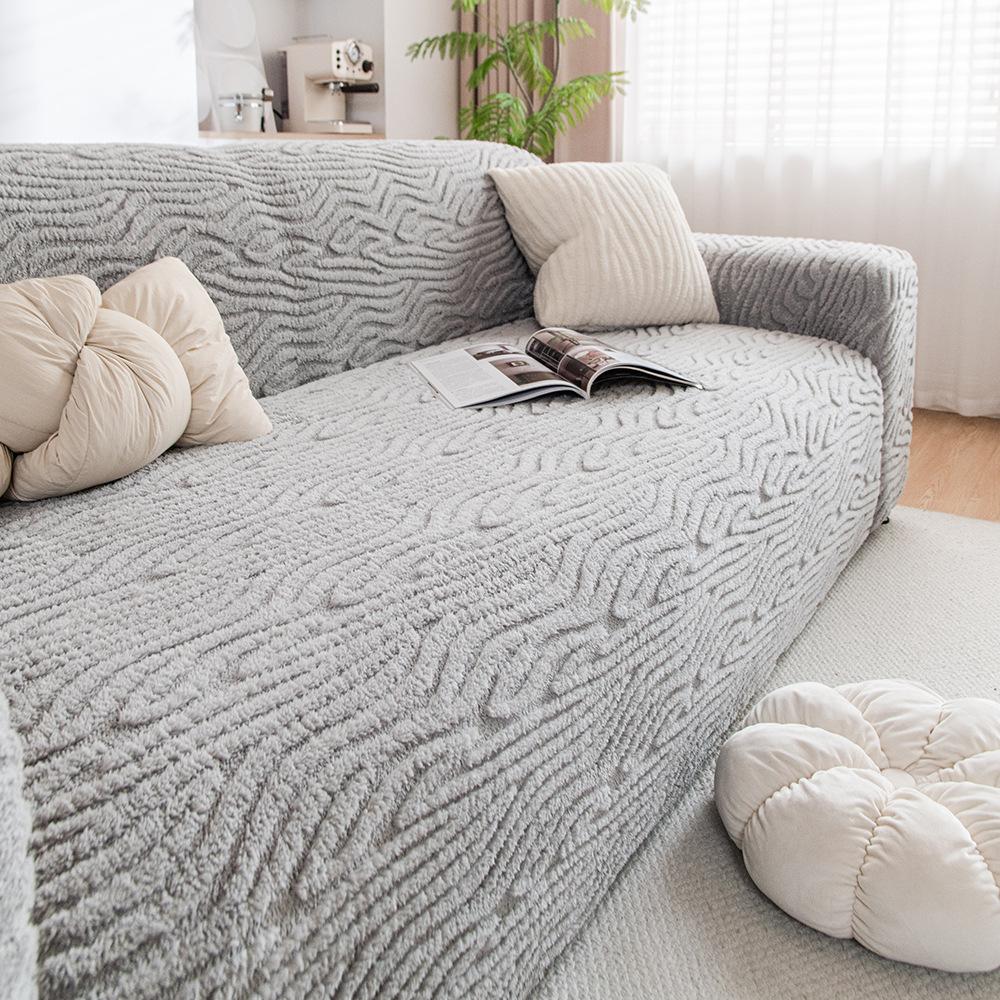 New Thickened Winter Anti Cat Scratch Straight Row Sofa Cover with A Protective Cover Fabric Made of Soft Cotton Fleece