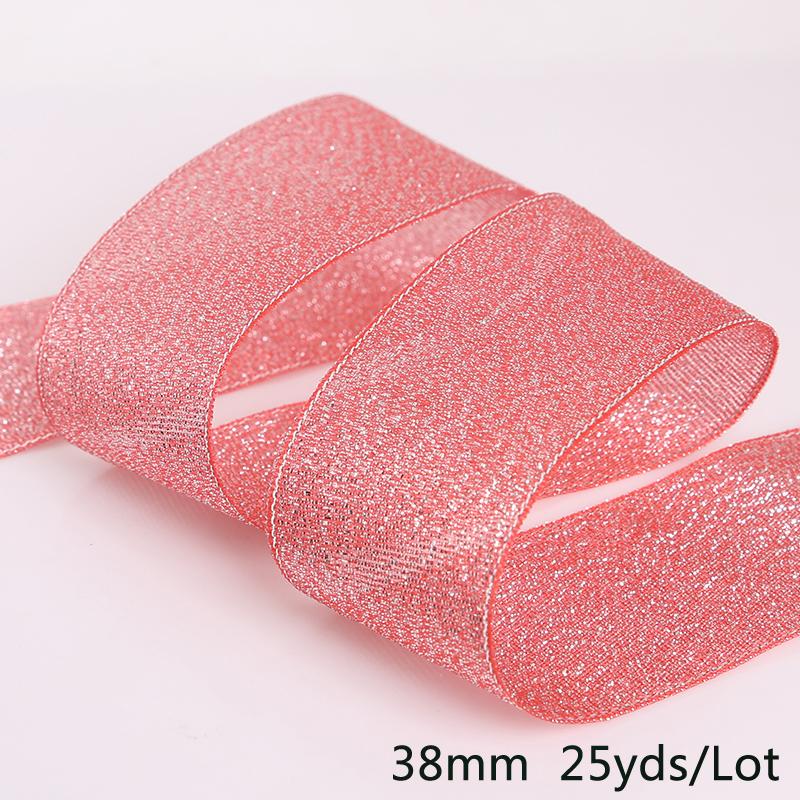 25 ярдов металлическая лента из органзы для украшения свадебной вечеринки, подарочная упаковка, рождественские ленты