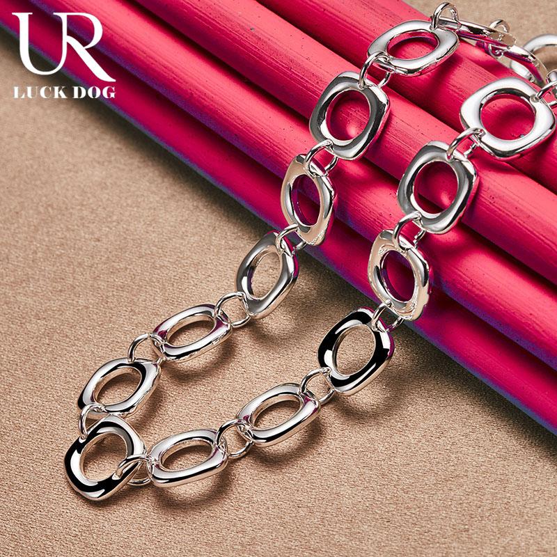 925 стерлингового серебра квадратная цепь 20 дюймов женское ожерелье модные свадебные украшения