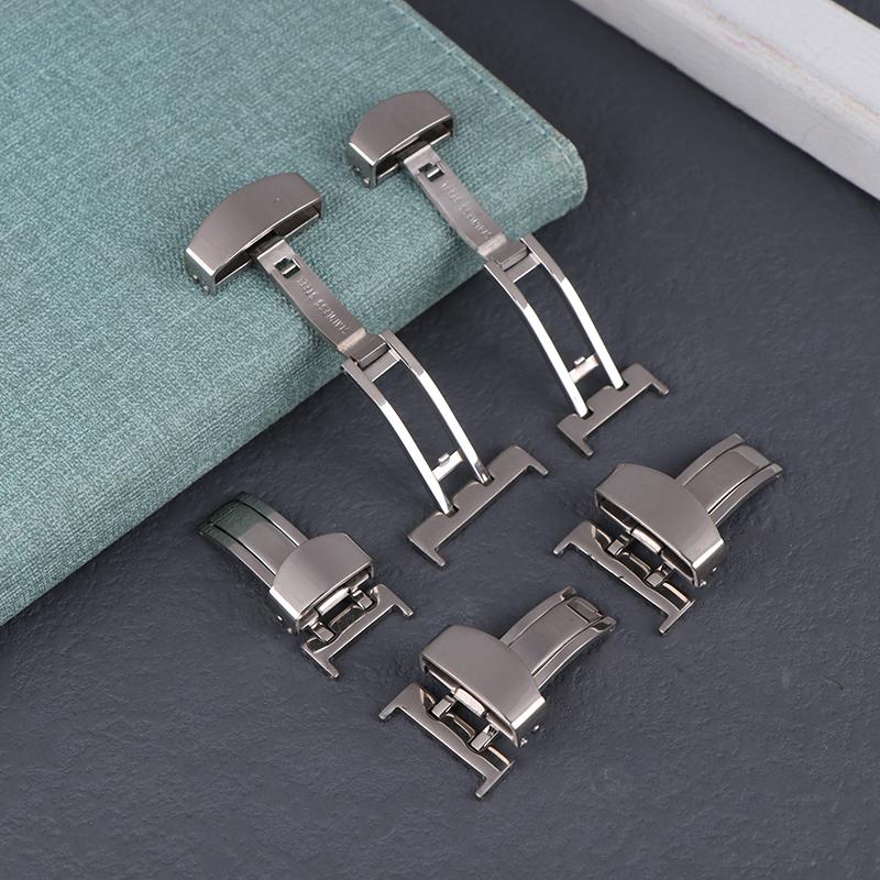 Раскладывающаяся застежка-бабочка из нержавеющей стали для часов 14 мм, 16 мм, 18 мм, 20 мм, 22 мм, застежки для часов, раскладывающиеся пряжки, застежка на кнопке