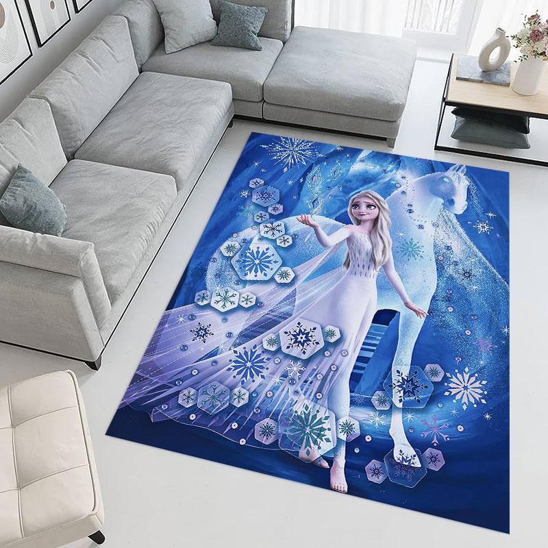 Frozen-themed floor protection rug, Elsa princess cartoon rug, suitable for room décor and as a gift.