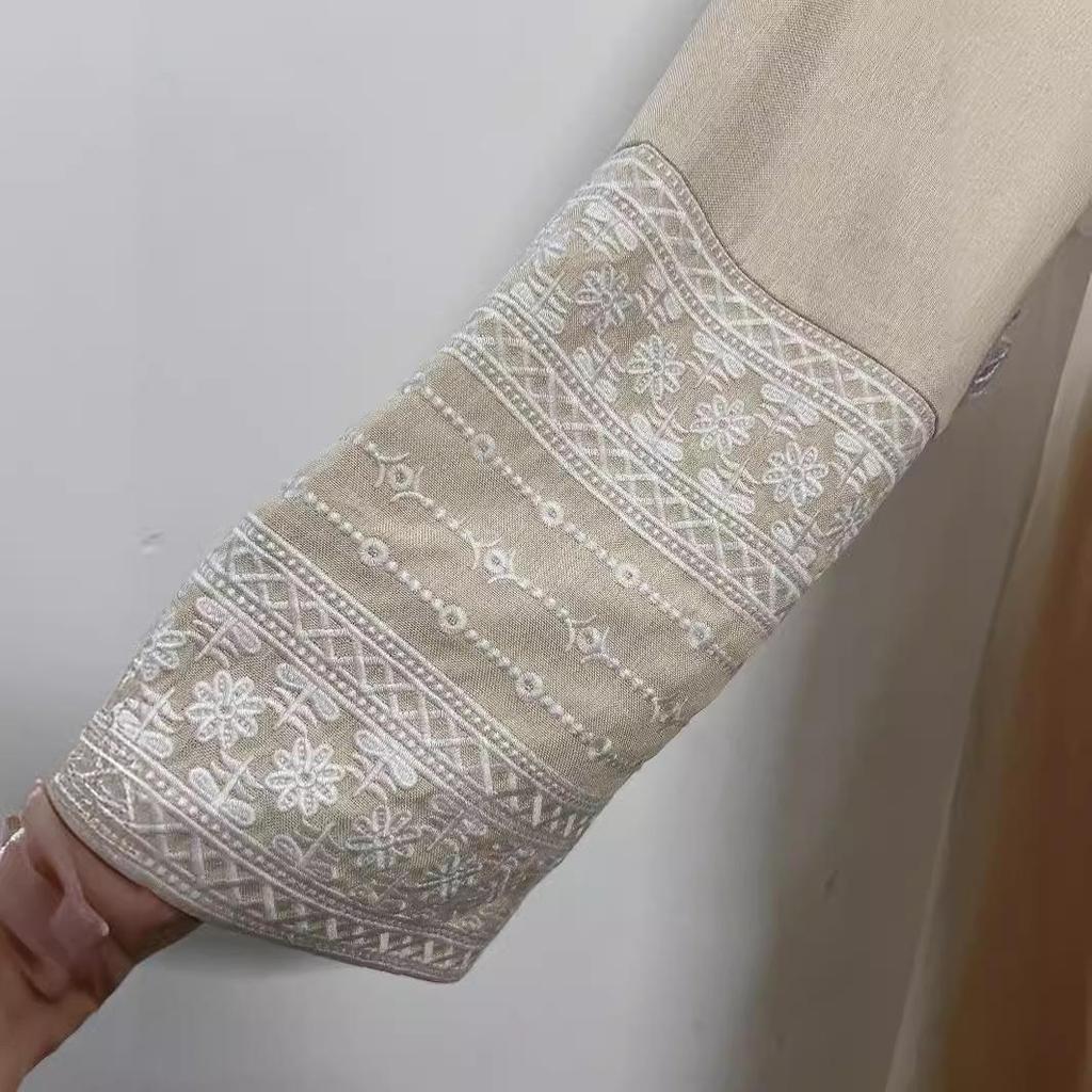 Yiduoduo Elegant Embroidered Dress with Solid Lace Cardigan 24701