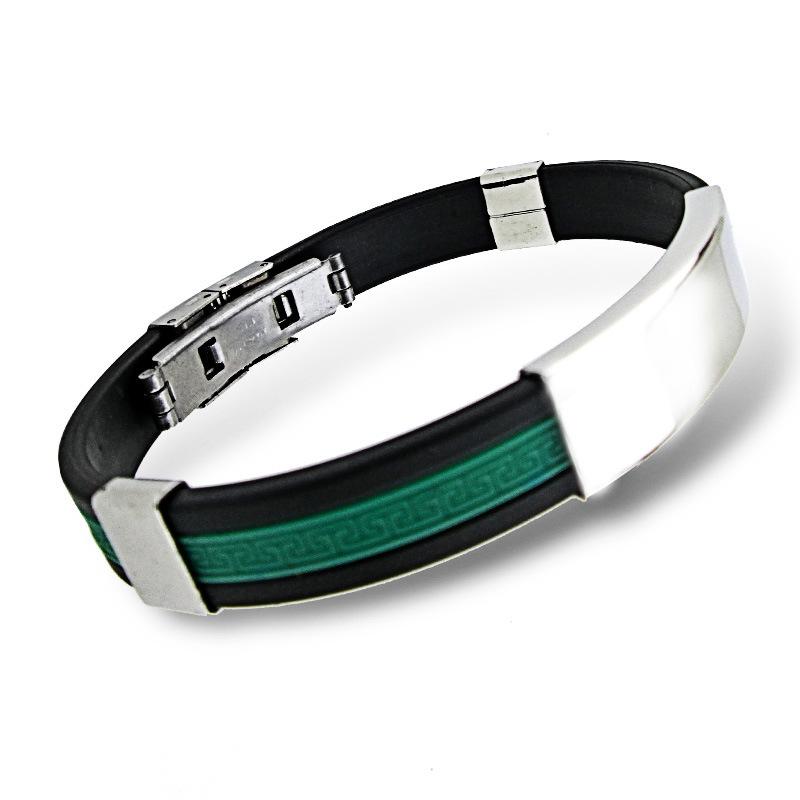 Korean Style Titanium Steel Men's Silicone Bracelet - Trendy Stainless Steel Bangle Jewelry