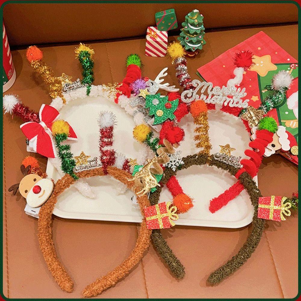Xmas Christmas Headband Merry Chritmas Antler Hair Hoop Fashion Santa Claus Hair Hoop Girls/Female