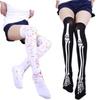 Funny Cosplay Striped Over The Knee Stockings Halloween Blood Forked Bone Pattern Women's Cosplay