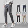 Однотонные эластичные хлопковые мужские повседневные брюки - весна и осень 2023 г., корейский стиль