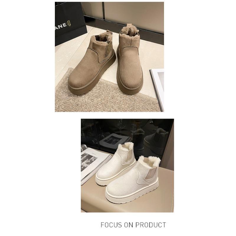 Женские осенне-зимние новые европейские и американские однотонные хлопковые ботинки большого размера, слипоны, нескользящие, сохраняющие тепло, повседневные, педали, зимние ботинки