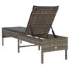 Sun Lounger with Grey Cushion 55 x 200 x 44 cm Poly Rattan