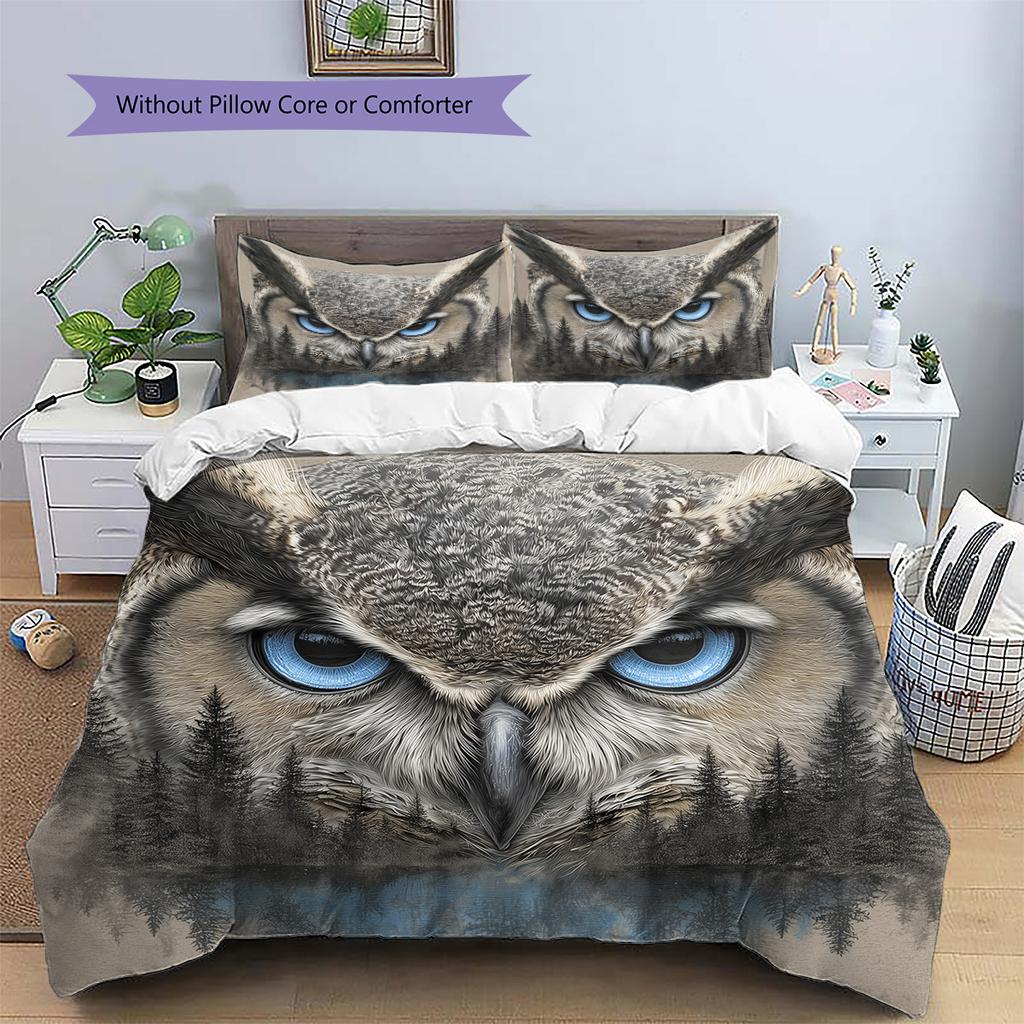 Сова и ее отражение  Узорный Комплект Постельного Белья Одеяло Покрывало Наволочка Домашний Декор  Подарок (1 пододеяльник + 2 наволочки, без наполнителя)