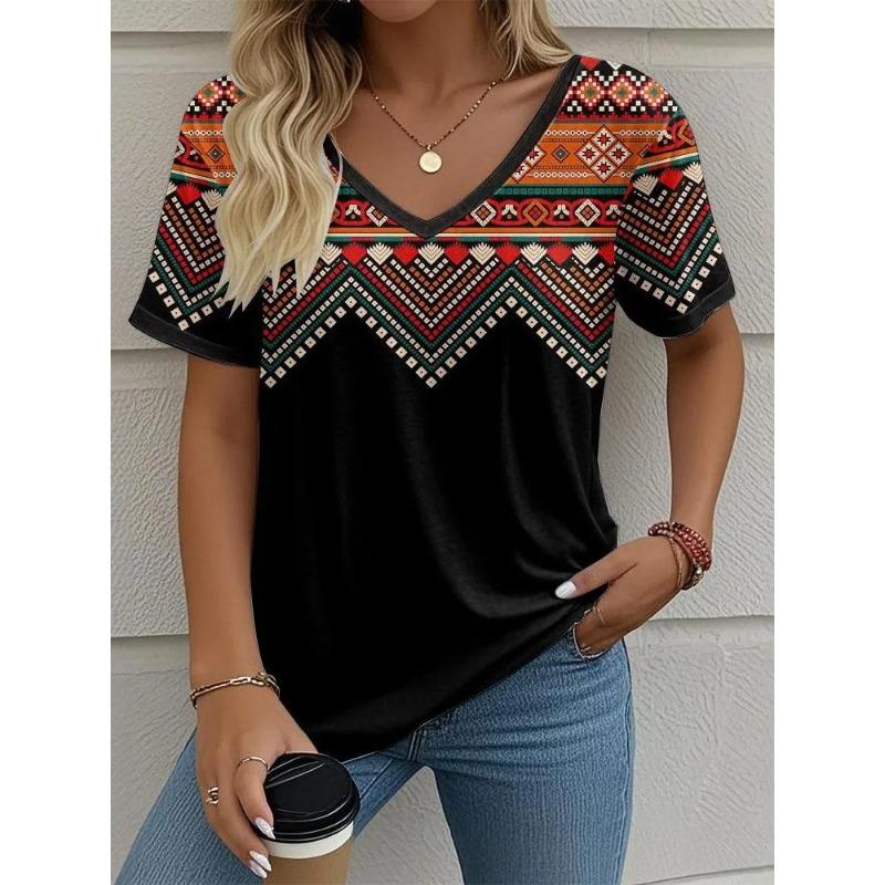 Summer Women's T Shirt Print Casual Short Sleeve 3d T Shirts Fashion Streetwear V Neck Pullover Female Clothing Shirt