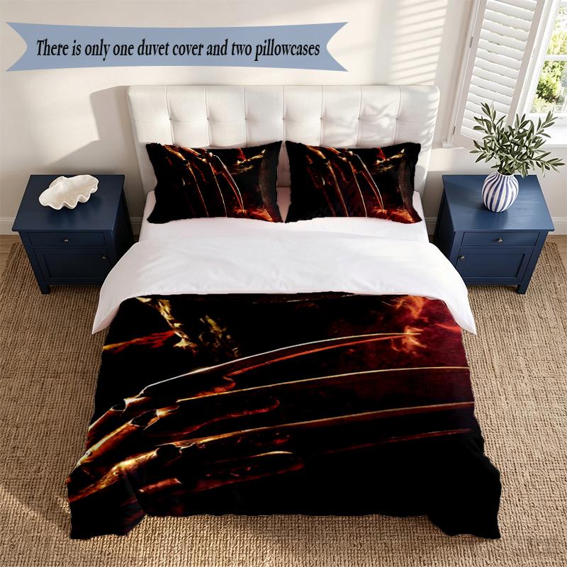 Freddy Krueger 3‑Piece Bedding Set Soft Microfiber Duvet Cover Pillowcases Comfortable Bed Linen for Bedroom Decoration