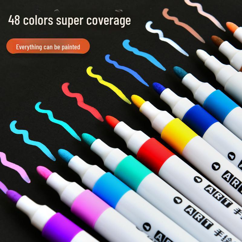 Kids' Acrylic Marker Pen Set - Non-Transparent, Student Watercolor Brushes, Waterproof and Water-Based Colors for Art Painting