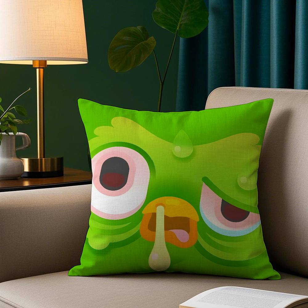 DDuolingo Owl DDuo Pillow Case Short Plush Print Cushion Cover Square Throw Pillow Covers Sofa Home Decor