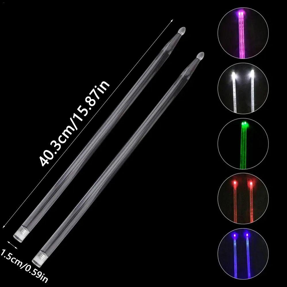2Pcs Acrylic Light Up Drum Sticks Colorful Fluorescent Drumsticks Drummer Gifts