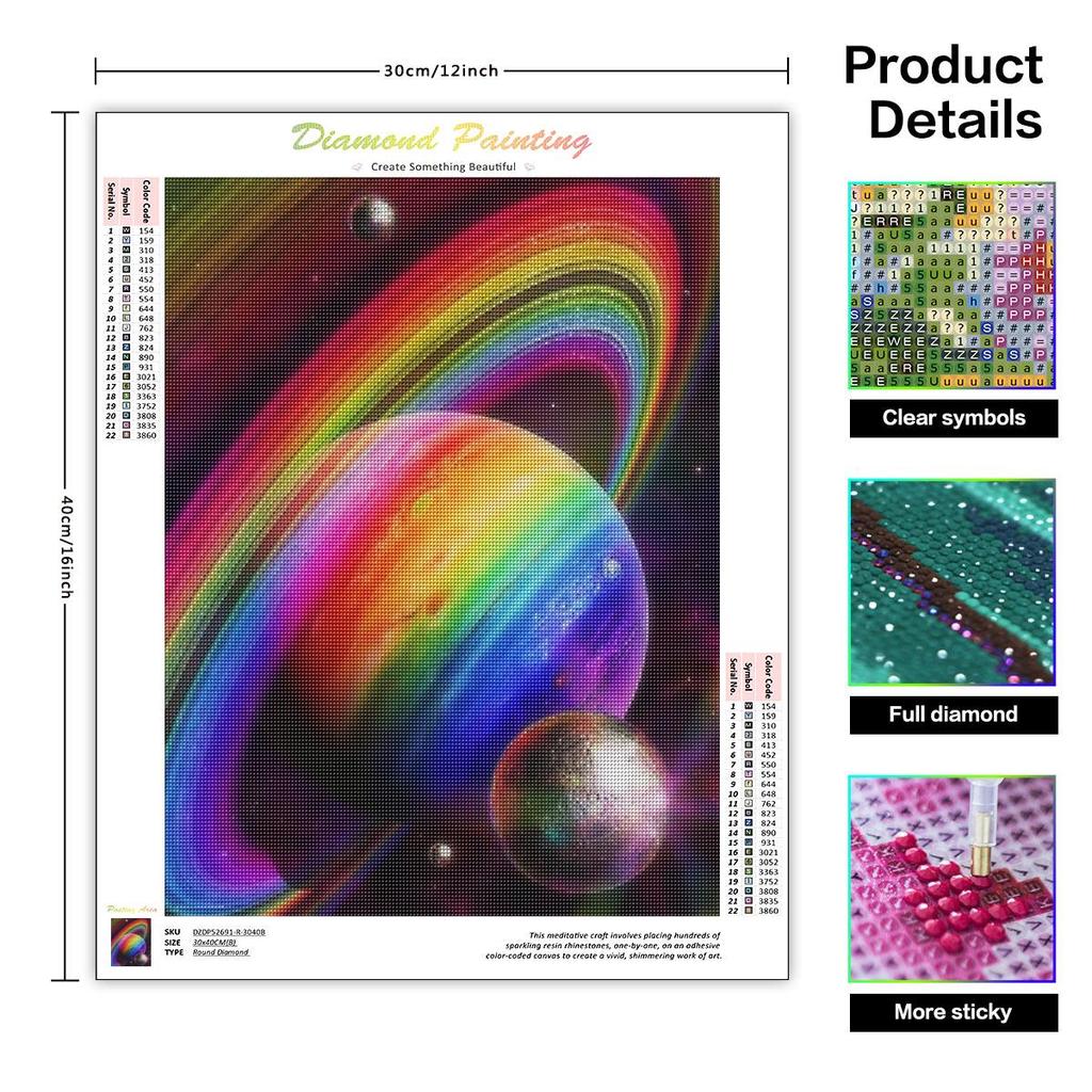 Рамка 5d Алмазная картина Красочная планета Полная круглая вышивка Пейзаж Вышивка крестом Мозаика Украшение для дома 30x40см