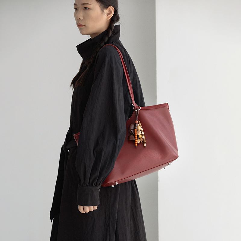 VENOF Красная сумка кроссбоди из коровьей кожи серии Ark для невесты, большая сумка-тоут в стиле ретро из кожи полного зерна