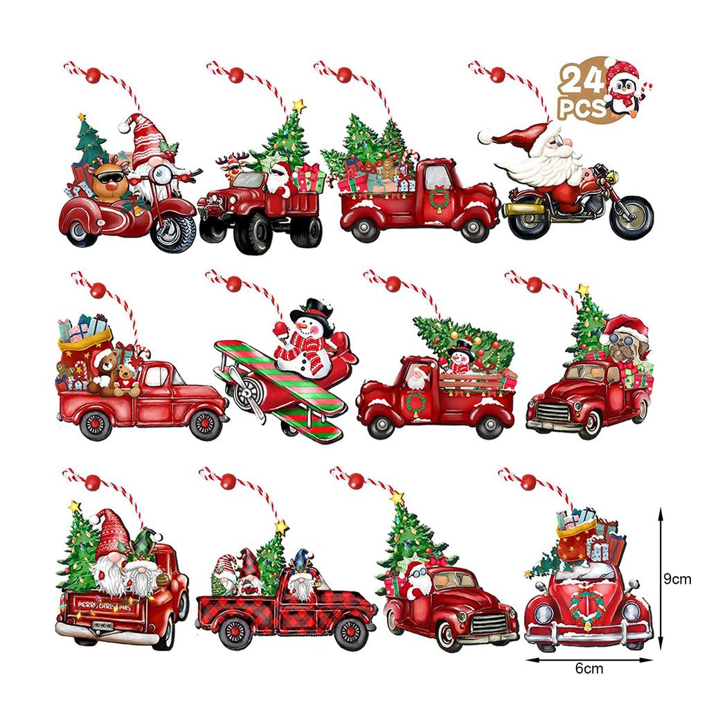 12/24Pcs Gnome Doll Pendants Lanyard with Merry No Fading Christmas Gnomes Decorations for Gifts