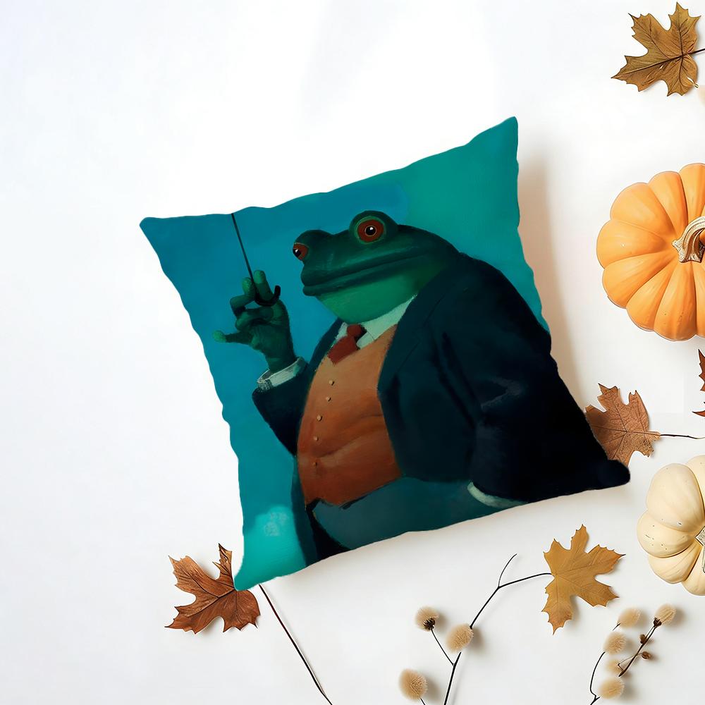 FFrog Aesthetic Cushion Cover Washable Linen Pillowcase Soft for Daily Sofa Bed Home Room Decor