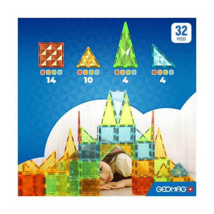 Tuiles magnétiques - GEOMAG - Tiles Gems 4101 - 32 pièces - Formes géométriques - Effet cristal