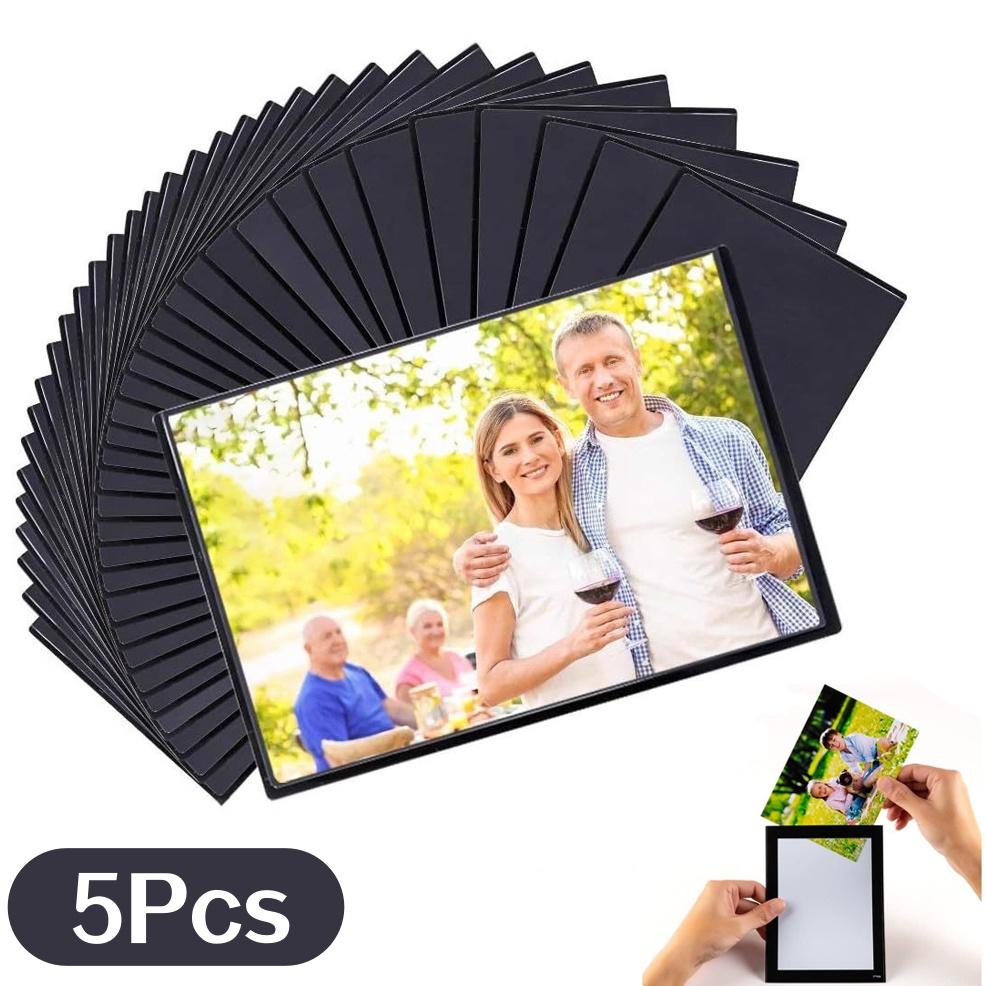 5 шт. Черные магнитные фоторамки 4,5x6,5 дюйма с прозрачным кармашком для фото Для холодильника Декор комнаты Домашний декор Арт-рамка