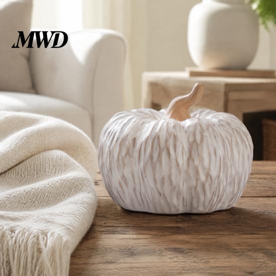 Autumn Harvest Table Centerpieces Ceramic Pumpkin Fall Centerpiece, Realistic Fake Figurine Modern Room Ornaments for Halloween Thanksgiving, Kitchen