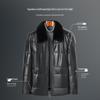 Futing Men's Sheepskin Down Leather Jacket with Lamb Wool Collar