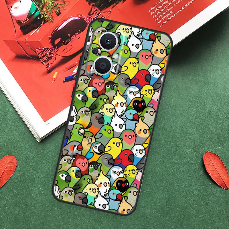 Cartoon Cockatiel Collage Case For OPPO Reno 13F 14F 12F 11F 12 11 10 14 Pro 8T 8 Lite OPPO Find X9 X8 X6 X5 Pro Cover
