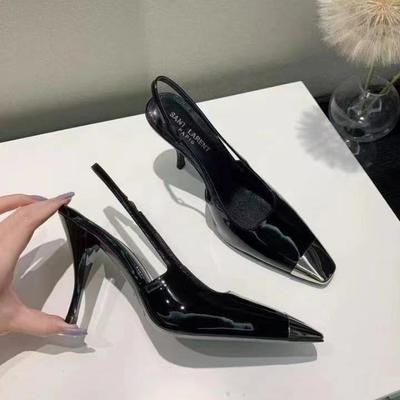 Кожаные женские туфли-лодочки, модные туфли с квадратным носком и высоким каблуком, офисные туфли для женщин, весна-лето, с открытой пяткой, женские туфли