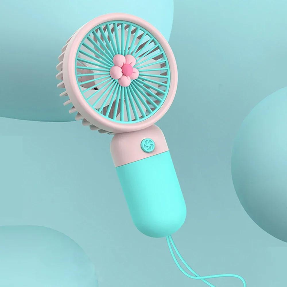 Летний Цветок Мини-вентилятор Портативный Ручной Вентилятор Мультяшный Милый Студенческий Настольный USB Зарядка Несколько стилей и цветов Вентилятор