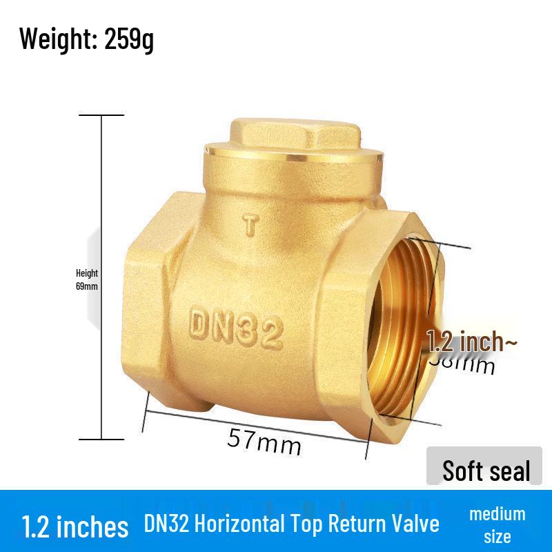 Durable Brass Horizontal Check Valve - Anti-Backflow, Fully Automatic, 6 Points for Tanks and Pipes