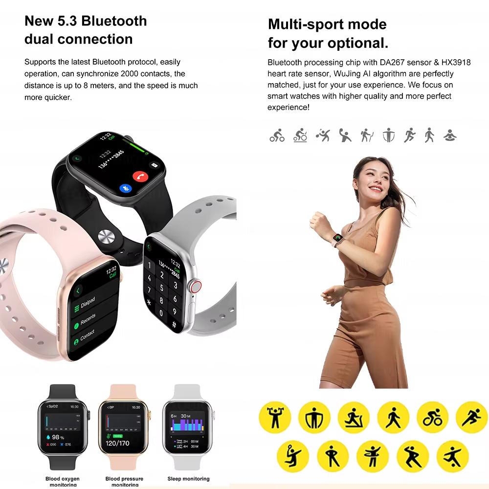 2025 New DT Watch 10 Smart Watch Men Women 3D Menu 16GB Large Memory TWS Headphones Video Playback NFC Smart Watch for Apple