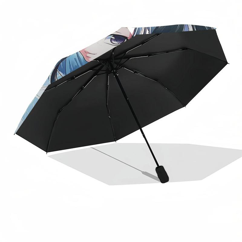 1pc Outdoor Umbrella with Anime Character Design - Automatic Opening/Closing, Portable 3-Fold Design, 8-Rib Iron Frame - Perfect Gift for Fans, T