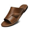 Fashion Summer New Fashion Retro Men's Cowhide Casual Soft Sole Beach Shoes Men Brand Outdoor Breathable Non Slip Lazy Slippers Sandals