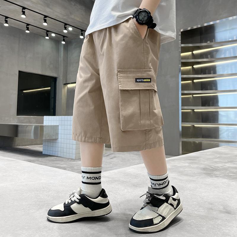 Брюки для мальчиков, летние комбинезоны, тонкие повседневные детские шорты, корейские брюки с пятью точками