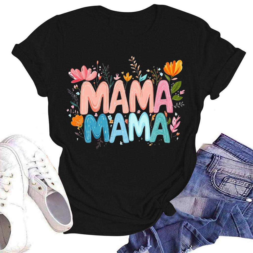 Женская повседневная футболка с круглым вырезом и короткими рукавами с принтом