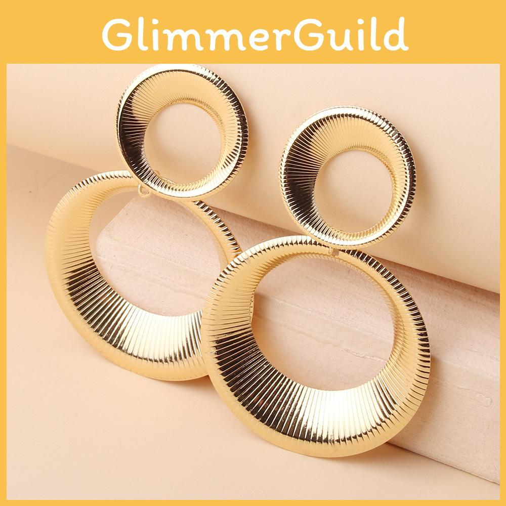 Metal Elegant Earrings With Geometric Shape And Gold Finish For Women Gift