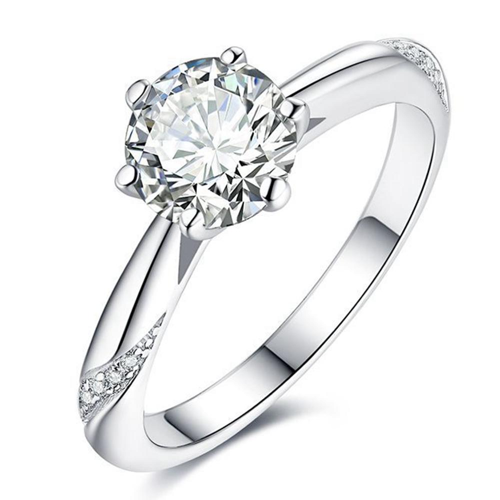 Vinregem Кольцо из стерлингового серебра 925 пробы с бриллиантом VVS1 1-5CT, настоящий муассанит D цвета, круглое кольцо с драгоценным камнем, свадебное обручальное ювелирное изделие