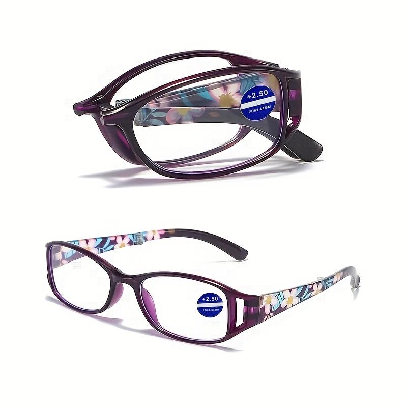1PC Fashion Print Flower Anti Blue Light Blocking Folding Reading Glasses For Women Portable With Storage Box