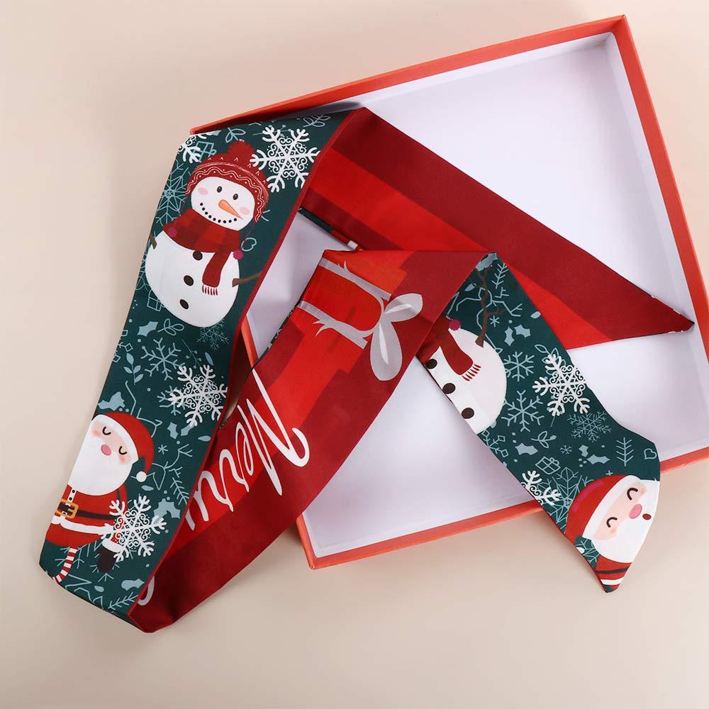 Style Scarves Neck Tie Red Christmas Hair Band Female Printed Scarf Hair Ribbon Long Silk Scarf