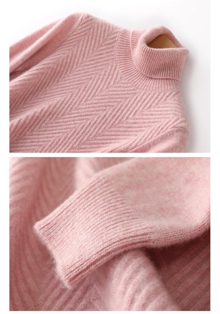 Women's High Collar Solid Color Loose Slimming Knit Pullover – 100% Pure Wool Base Layer Top for Autumn and Winter