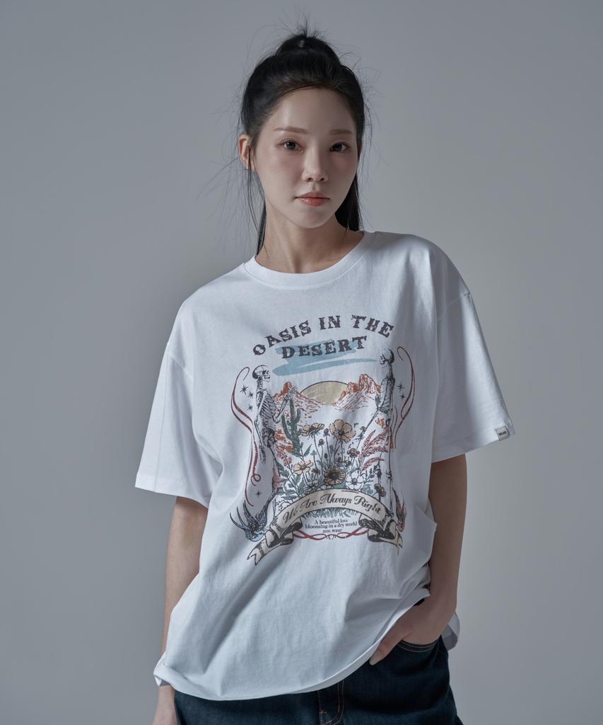 WAARFORWOMAN Wt-72 Skull Oversized Short Sleeve T-Shirt_White