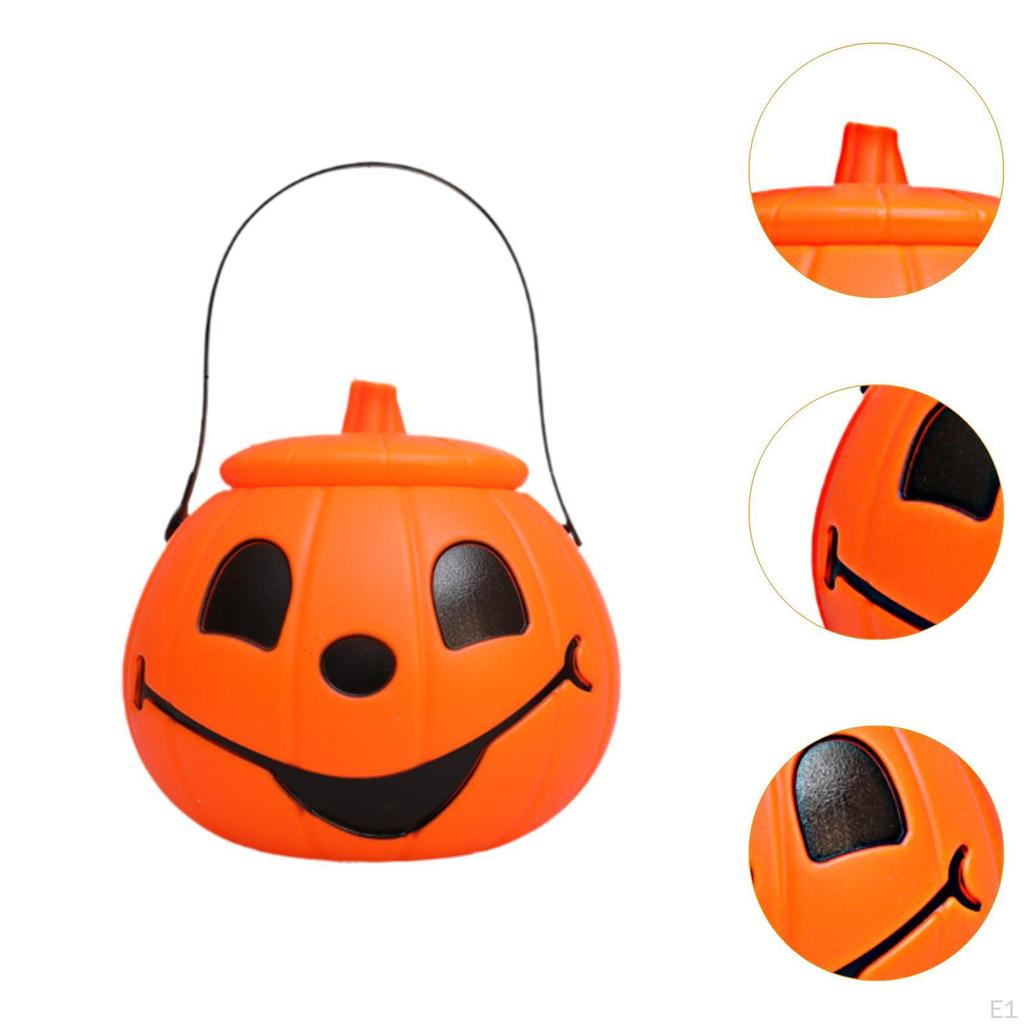 Pumpkin Bucket Party Supplies Decorative Portable Candy Holder Trick or Treat for Holiday