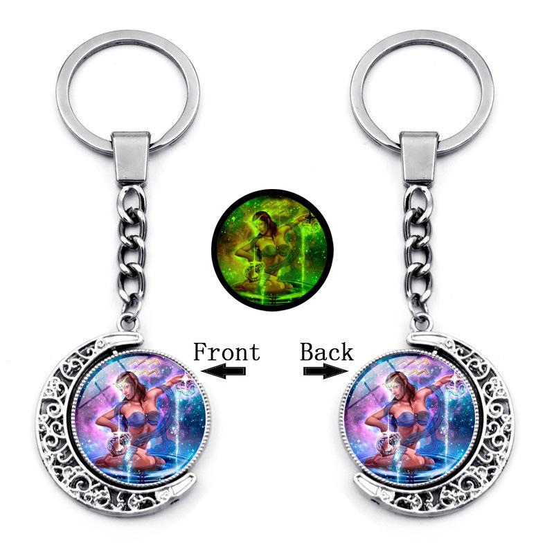 Светящийся Кулон-брелок с Двенадцатью Созвездиями, Вращающийся Кулон с Луной, Металлический Брелок, Подвесной Подарок