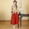 Spring & Autumn Retro Chinese Tang Style Hanfu Cheongsam Tea Suit - Two-Piece Set