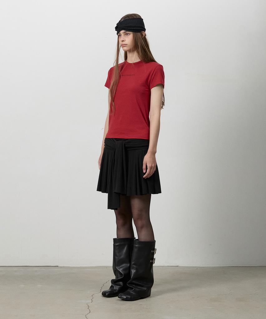 Three To Eighty Ribbon Knotted Mini Skirt Black