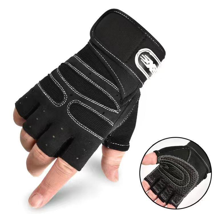 Перчатки для фитнеса с защитой запястья и полупальцами унисекс для занятий спортом на открытом воздухе